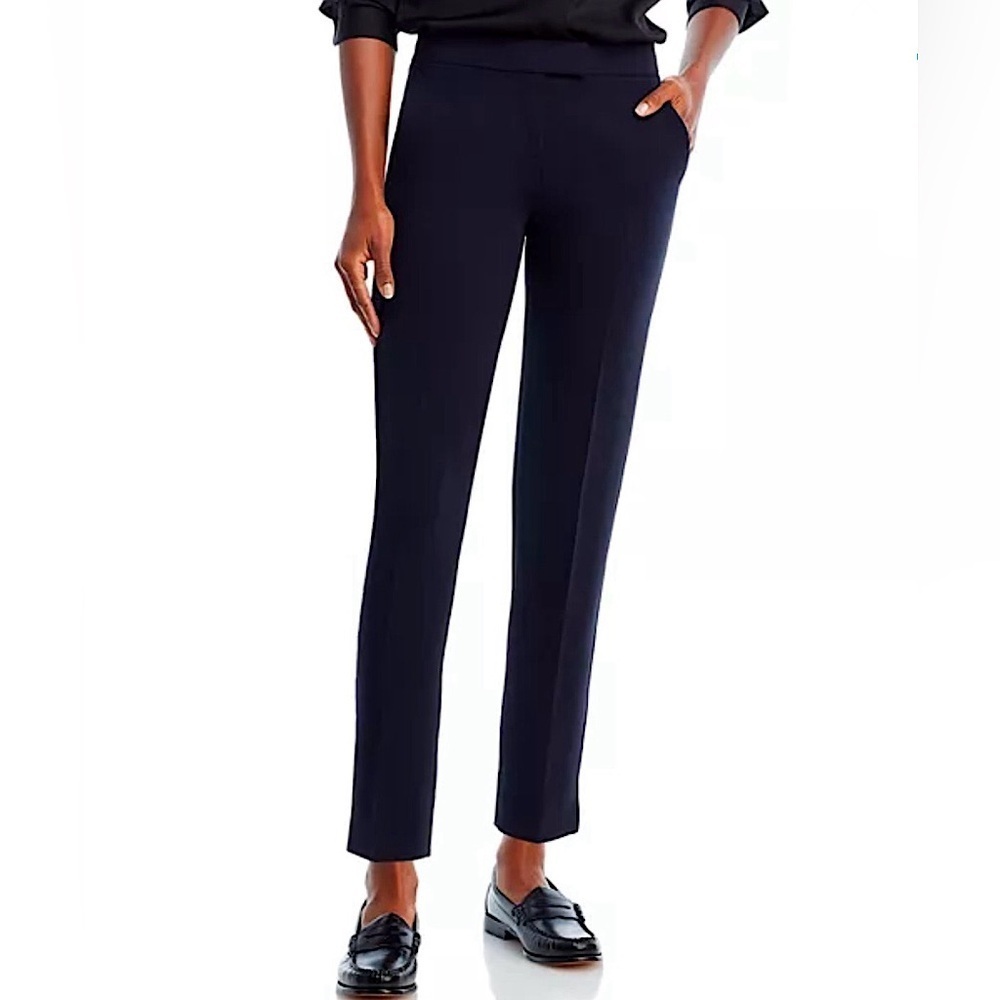 Theory Ibbey Modern Crepe Ankle Straight Trouser Pant Navy Blue 6